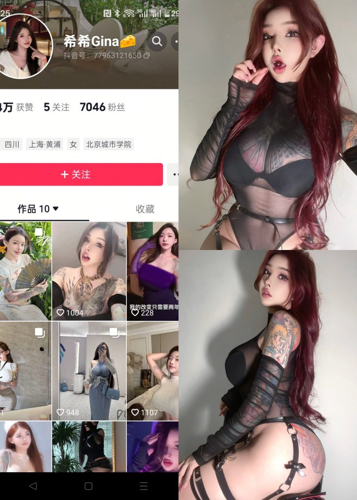 【抖音反差】希希Gina-渔网黑纱女王[23P]-喵咪社